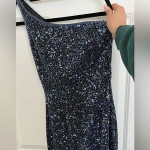 Blue sequenced gown
